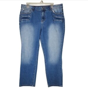 Jennifer Lopez Blue Stonewashed Capri Zipper Accent Stretch Jeans Size 16